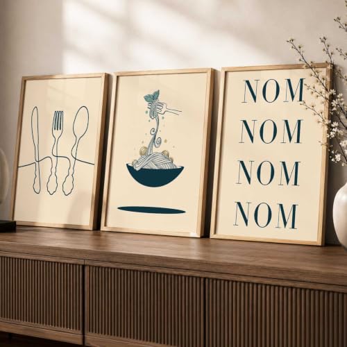 Image of HOTHOUSE Kitchen Wall Art poster With Frame For Living Room Bed Room Hotel Wall Decor Digital Reprint engineered wood Set of 3 (10X13 inch)