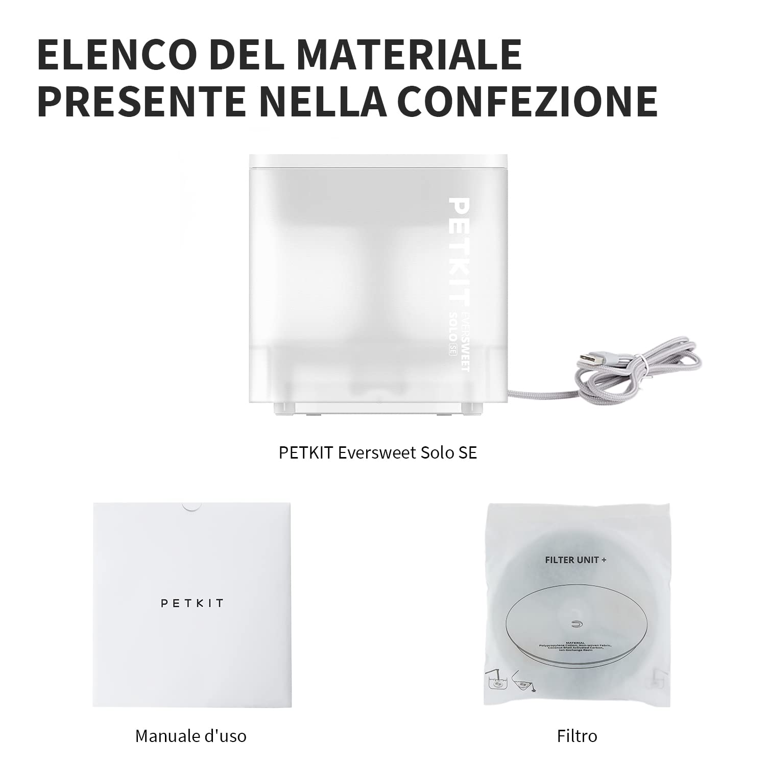 PETKIT CYBERTAIL Fontanella per Gatti, Pompa dell'Acqua Senza Fili,25dB Silenziosa,Fontanella per Cani,3.0 Aggiornare l'elemento Filtrante,1.8 L（Non Base Wireless）