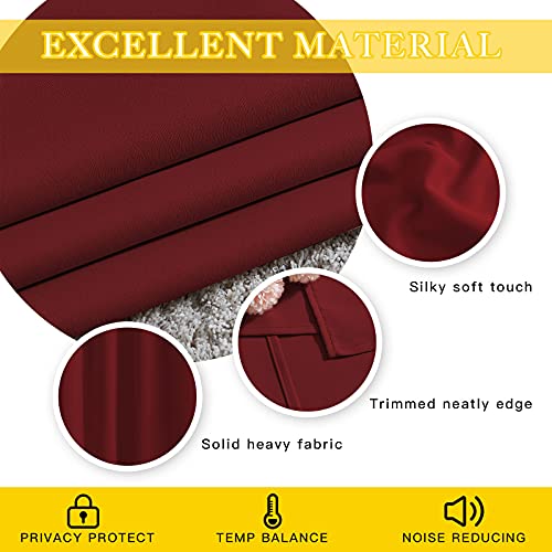 NICETOWN Glass Door Curtains for Window, Wide Thermal Curtain Panels, Sliding Door Drapes, Extra Wide Curtains (Burgundy Red, 80 inches Wide x 84 inches Long)