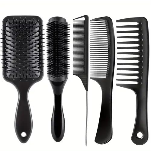 VIZARO Hair Brush for Women and Men, 5Pcs Paddle Brush Detangling Brush Hair Comb Set for Long Thick Thin Curly Hair, Hairbrush Great On Wet or Dry, No More Tangle-picture-34