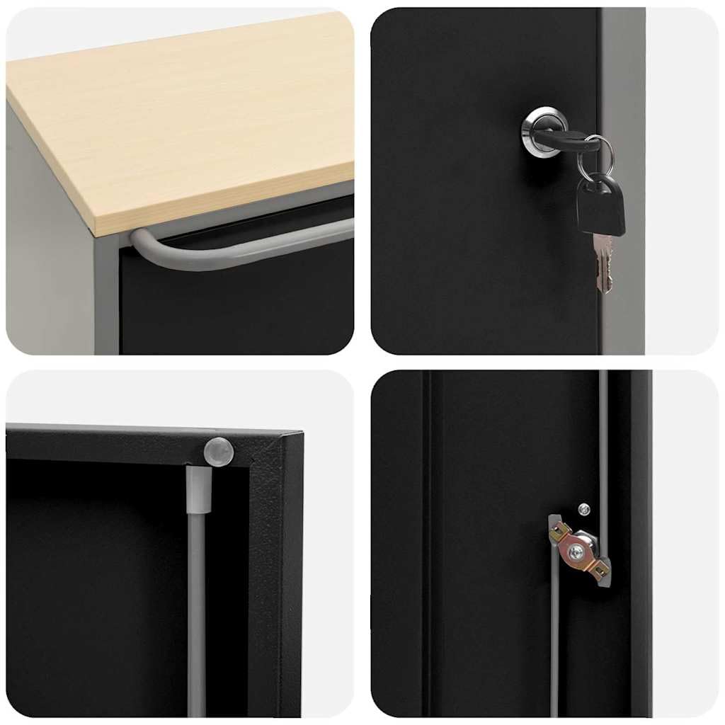 vidaXL Banco da Lavoro con Lo scaffale Nero e Grigio 75 x 45 x 85 cm, Banco da Lavoro, Tavolo Industriale modulare, Resistente con spazi per organizzare Attrezzi e Materiali