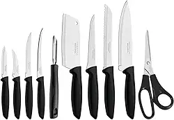 Jogo de Facas Tramontina Plenus com Lâminas em Aço Inox e Cabos de Polipropileno Preto 10 Peças