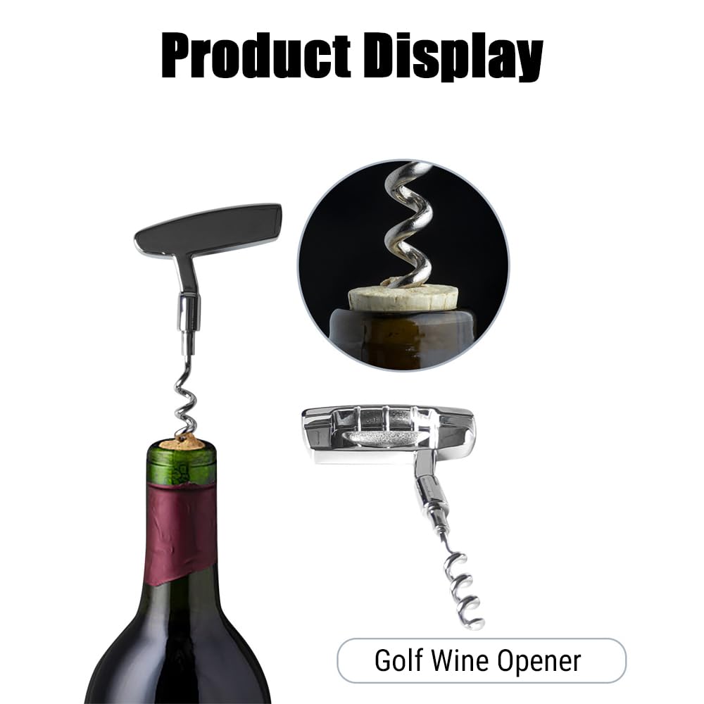 Set Apribottiglie Vino, 3 Pezzi Cavatappi a Forma da Golf in Lega di Zinco, Kit Vino Regalo per Feste Ristoranti Bar, con Scatola Regalo di Lusso