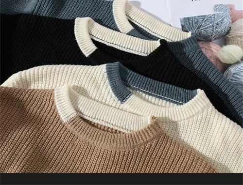 Men Vintage Twisted Sweater Crew Neck Fit Knitted Pullover Jumper Loose Harajuku Sweaters3