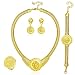African Lionhead Medal Style Women Jewelry Set Earring Bracelet Necklace Ring Gold Plated Crystal
