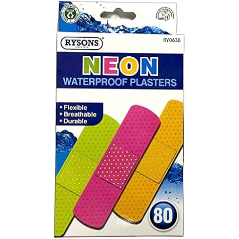 P Store PaulStore 80 x Neon Waterproof Plasters Washproof Breathable Adhesive First Aid Healing Cover