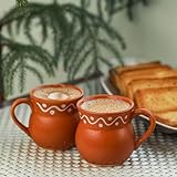 Desi Favors Rangoli Tea Cup | Indian Ceramic Tea Cups | Kulhar Kulhad Cups | Traditional Chai Coffee Teacups, Clay Mugs, Camping Mug, Coffee Mugs for Hot Drinks - 2.36x2.76 Inch (Pack of 6)