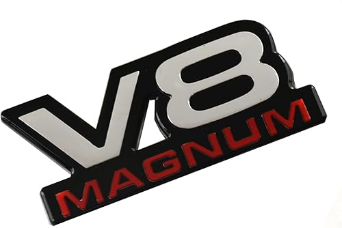 Miniatura 4 de 1 emblema V8 Magnum para puerta de guardabarros, placa de identificación 3D, logotipo 1500 Van apto para 94-01 Magnum (rojo cromado)