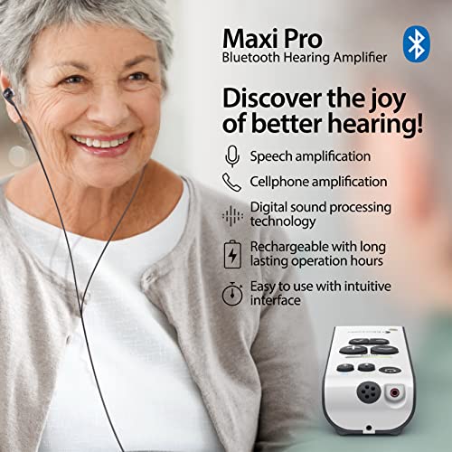 Bellman & Symfon Maxi Pro Bluetooth Hearing Amplifier - With Headphones, Personal Sound Amplifier For Seniors, Digital Sound With Noise Cancelling, Rechargeable, Wireless Connection With Cell Phone #TOP1