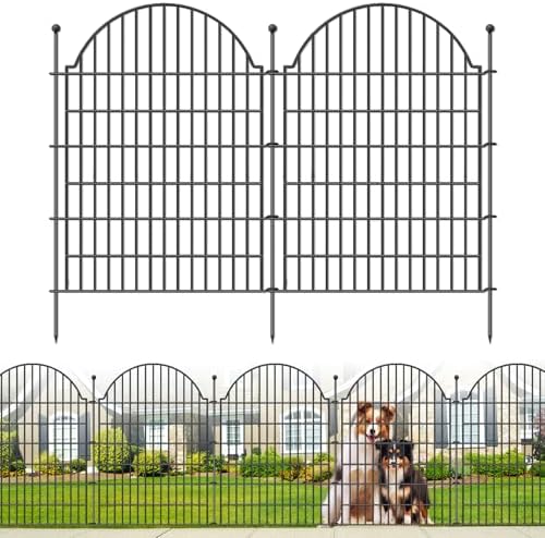 5 Panels Decorative Outdoor Garden Fencing for Yard, 40in (H) x 11.8ft (L) No Dig Animal Barrier Fence, Rustproof Metal Wire Dog Fences Outdoor Panel Border with Temporary Ground Stakes