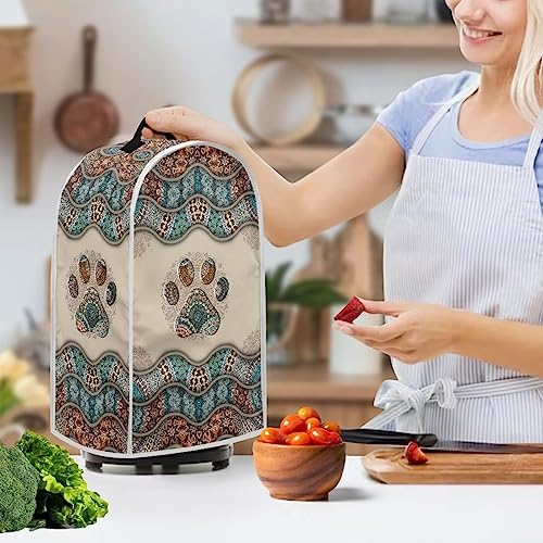 Image of Talayituse Boho Paw Print Blender Dust Cover, Fingerprint Protection Cover for Stand Mixer or Coffee Machine, Home Kitchen Appliance Cover for Stain Dust Resistant Supplies