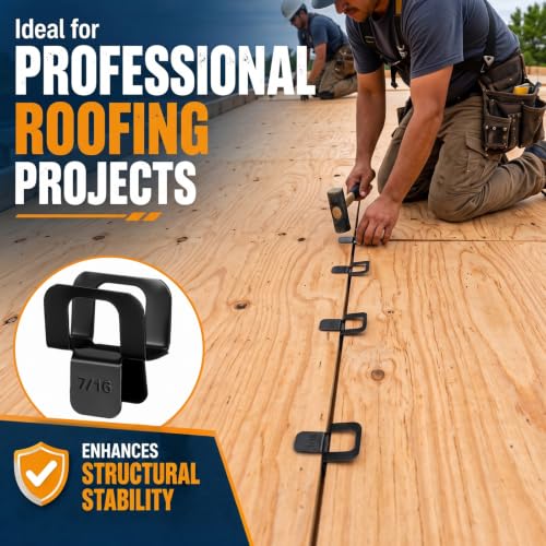 Image of Shimeyao 150 Pcs Plywood H Clips for Roofing 7 /16 Inch Panel Plywood Sheathing Clip Steel Box Clamps Panel Edge Sheathing Clamps Quick Installation Hot Dipped Galvanized for Extended Life