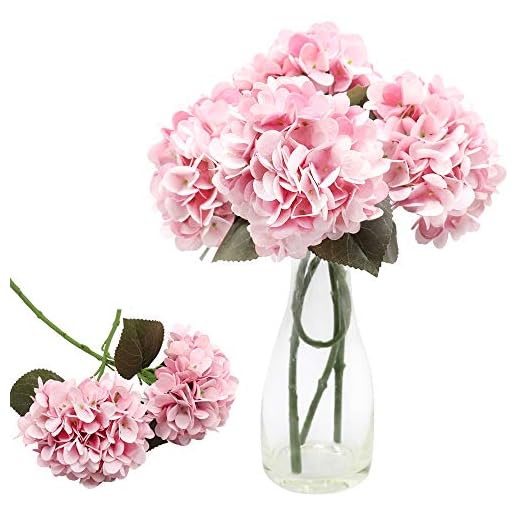 CATTLEYAHQ 4 Cabezas de Flores Artificiales de Hortensia, Elegante Ramo de hortensias, decoración de Flores Falsas para Fiesta/Boda/hogar/Cocina (Rosado)