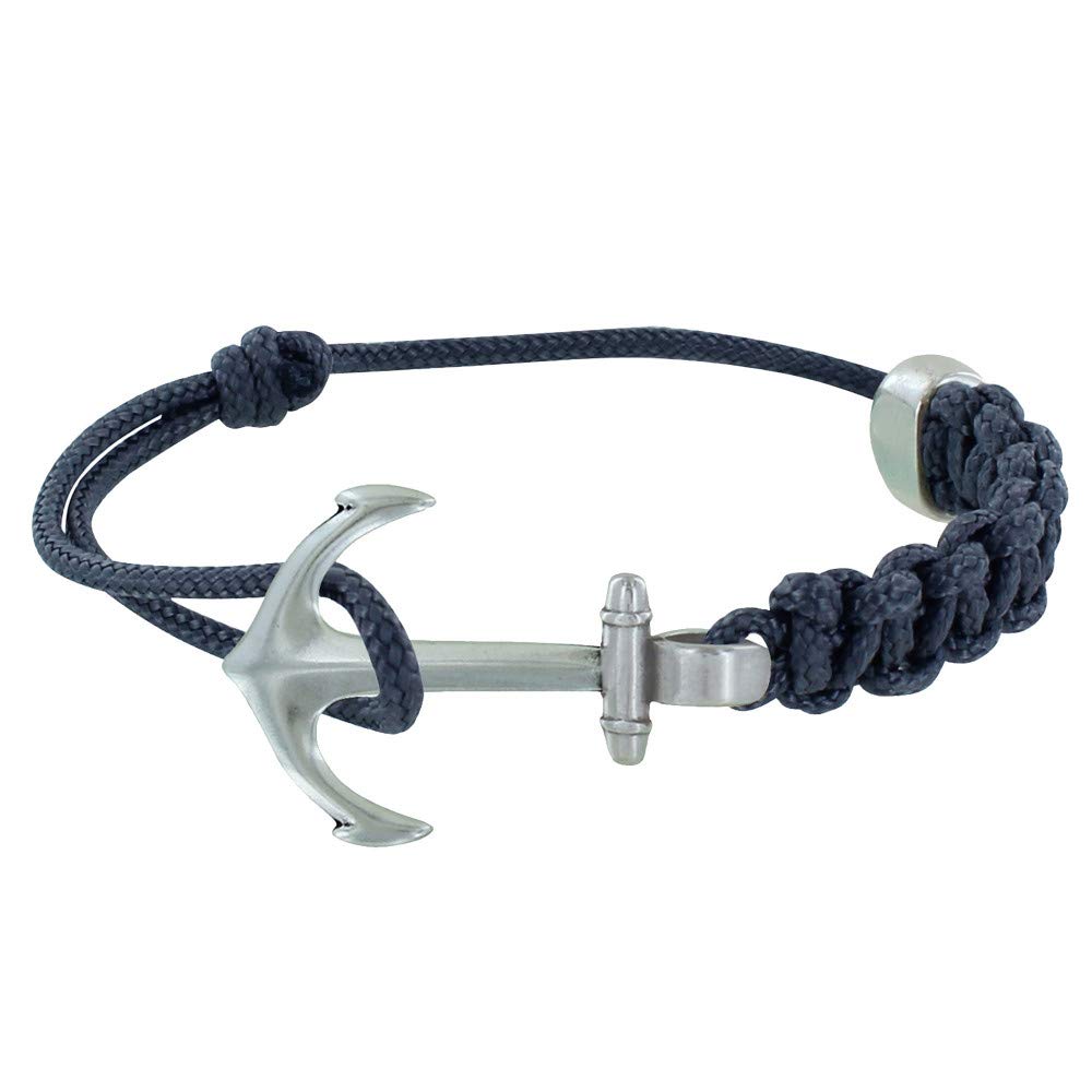 Bracciale ancora in argento con cordino colorato