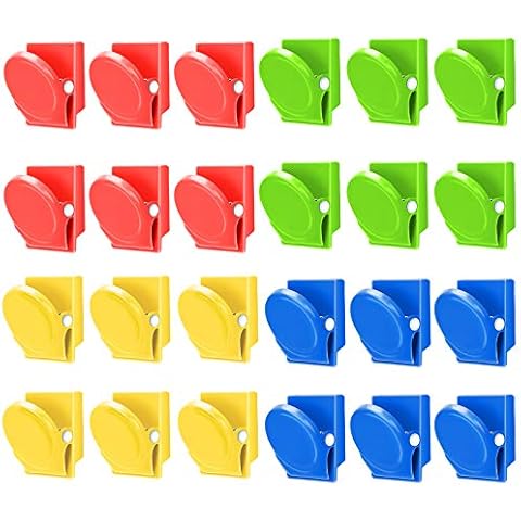 Magnetic Clips, 24 Pieces Metal Magnet Clips Heavy Duty Fridge Magnets Clip Refrigerator Whiteboard Wall Magnet Memo Note Clips Classroom Decor Teacher Supplies Cover