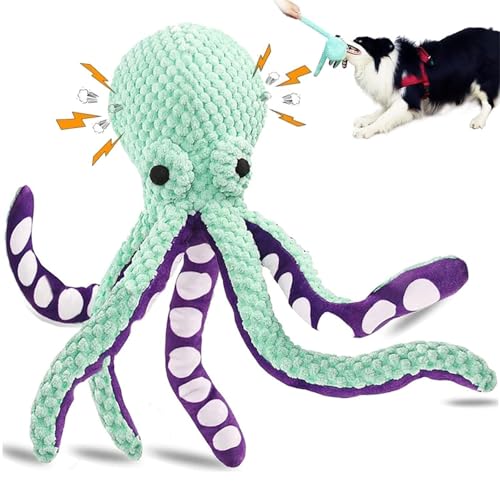 LosFong Durable Octopus Plush Dog Chew Toy - Large Squeaky Dog To...
