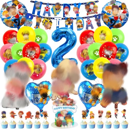 1WWD2 Dog Birthday Balloon Dog Birthday Party Decorations Kids Party Balloons Party Decorations Cartoon Dog Balloons Happy Birthday Banner Cake Decoration For Boys and Girls Birthday Party