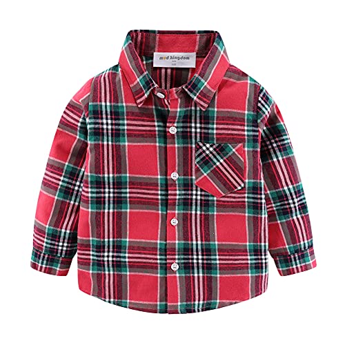 Image of Mud Kingdom Boys Plaid Flannel Shirt Long Sleeve Button Down Casual