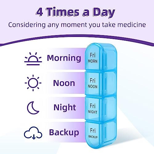 Image of Daviky Weekly Pill Organizer 4 Times a Day, Large 7 Day Pill Box Portable for Travel, Medicine Organizer Box with Removable Individual Pill Containers to Hold Vitamins, Supplements and Medication