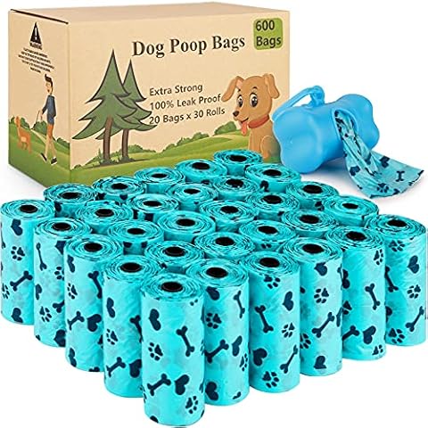 Tonsooze Hundekotbeutel 600 auslaufsichere Kotbeutel und 1 Kotbeutelspender, Kotbeutel Biologisch aus Maisstärkebiologisch, Dog Poo Bags, wasserdicht, reißfest, extra groß, stark(Blau) Cover