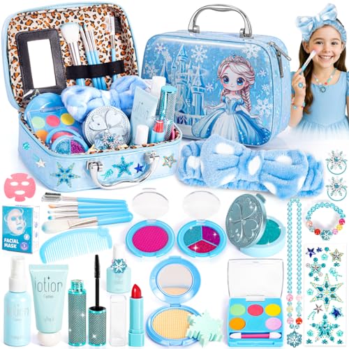 Hohosunlar Set Maquillaje Niñas Juguete, Juego de Frozen Maquillaje con Bolsa Cosmético Falso, Accesorios Tocador Infantil, Regalo de Princesa Cumpleaños y Navidad de para Niñas 3-10 Años Hohosunlar Set Maquillaje Niñas Juguete, Juego de Frozen Maquillaje con Bolsa Cosmético Falso, Accesorios Tocador Infantil, Regalo de Princesa Cumpleaños y Navidad de para Niñas 3-10 Años