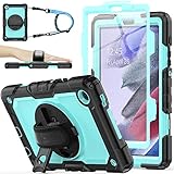 SEYMAC stock Case for Samsung Galaxy Tab A7 Lite 8.7'' with Screen Protector Pencil Holder [360 Rotating Hand Strap] &Stand, Drop-Proof Case for...