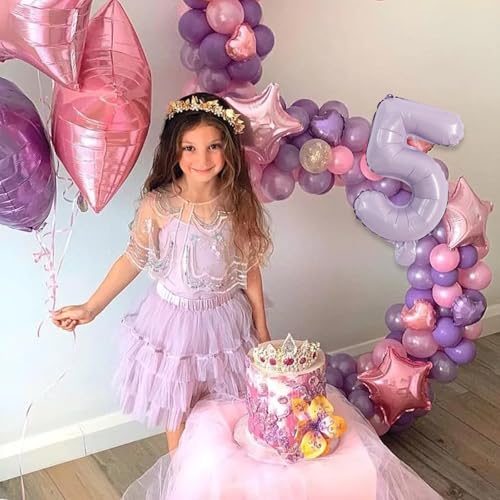 Image of TONIFUL 16 Inch 10 Pcs Light Purple 0-9 Birthday Number Balloons