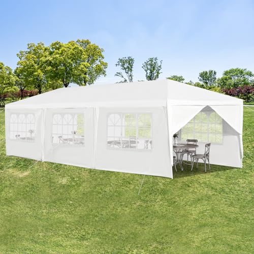 COSTWAY Carpa 3 x 9 Metros con Paneles Laterales Extraíblesy Puertas Pabellón de Jardín Cenador de Cerveza para Fiesta Boda Camping