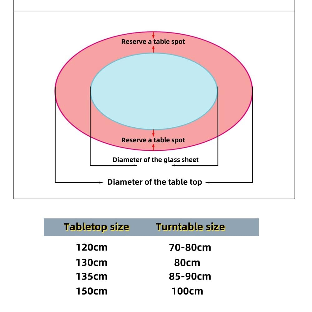 Plateau De Service Tournant Verre 60 80 90 100cm Plat Rotatif Rond en Verre