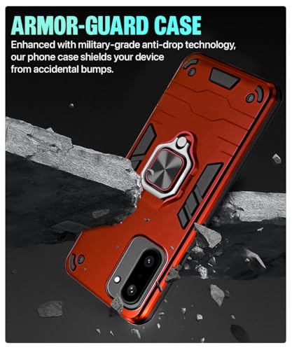 Image of WOW IMAGINE Shock Proof Back Case Mobile Cover for 1+ OnePlus 15R 5G 2025 | Back Cover Case (Tough Armor | Hybrid PC + TPU | Ring Holder & in-Built Kickstand | Red)