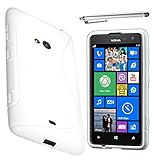 ebestStar   Coque Compatible avec Nokia Lumia 625 Etui Housse Silicone Gel TPU Souple Motif S Line + Stylet, Blanc [Appareil: 133.3 x 72.3 x 9.2mm, 4.7'']