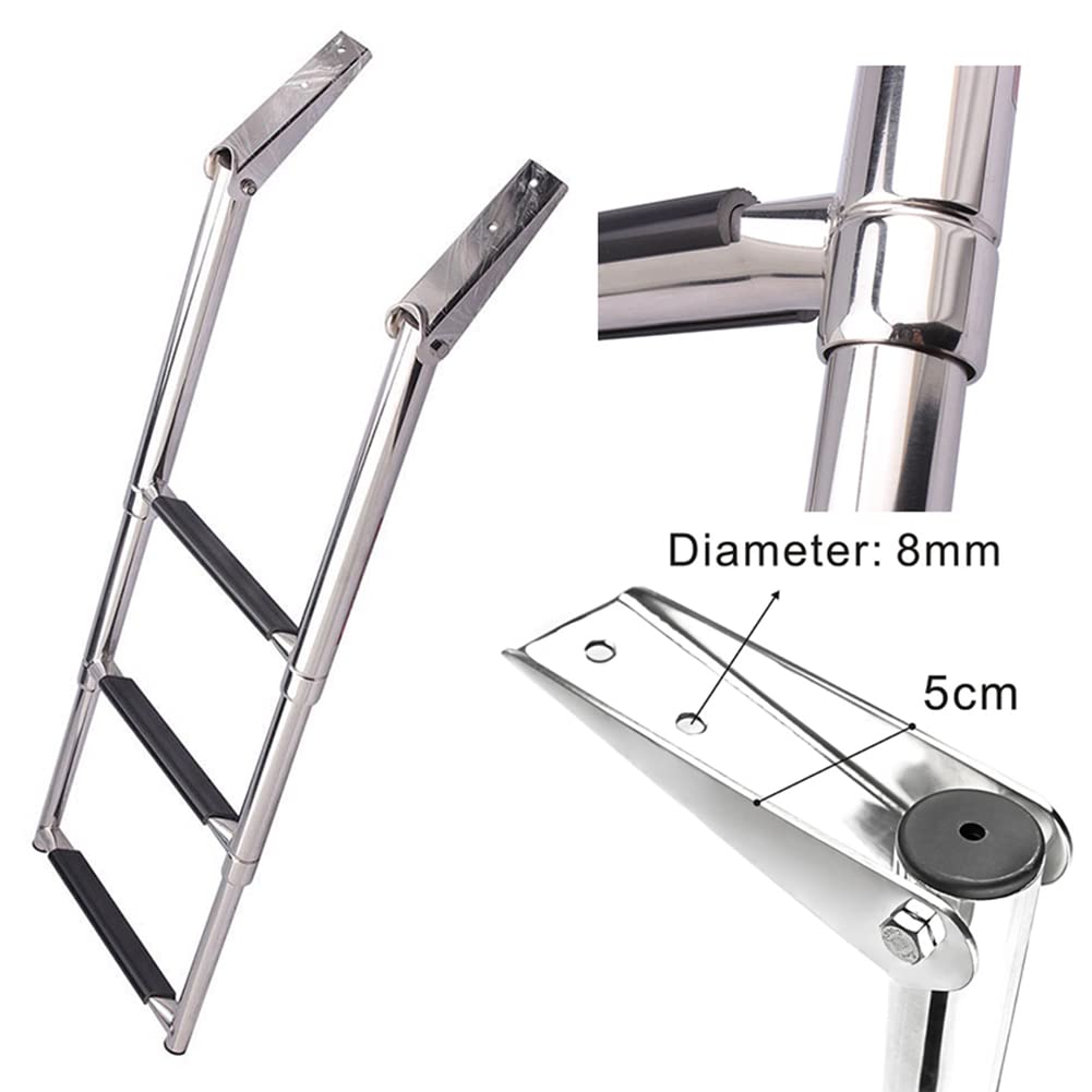 2/3/4 gradini Scaletta telescopica Pieghevole a 4 gradini per pontile per Barche Scaletta per Barche in Acciaio Inox Ribaltabile Scaletta da Bagno per pontile per Yacht