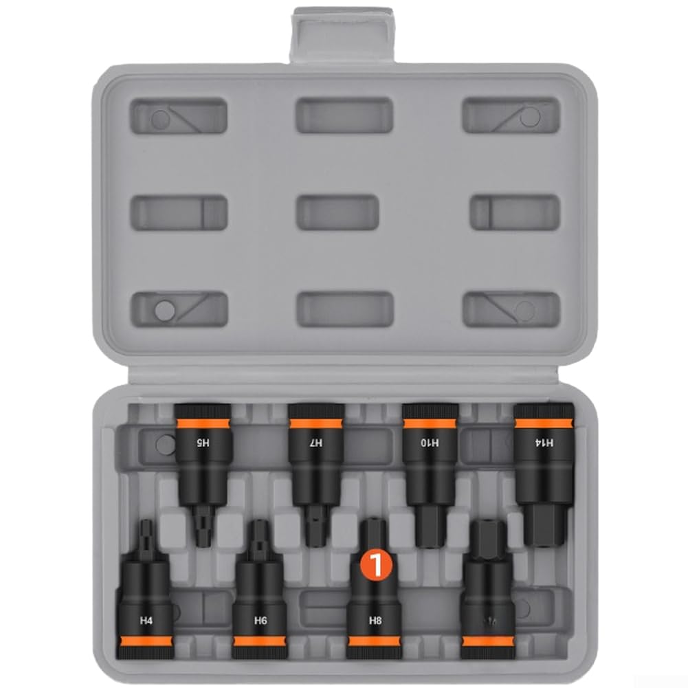 Kit di bussole industriali da 1/2 pollice per strumenti a impatto con punte esagonali a manicotto dimensionato per requisiti di montaggio del dispositivo da 55 mm e 100 mm (9 pezzi set da 100 mm)