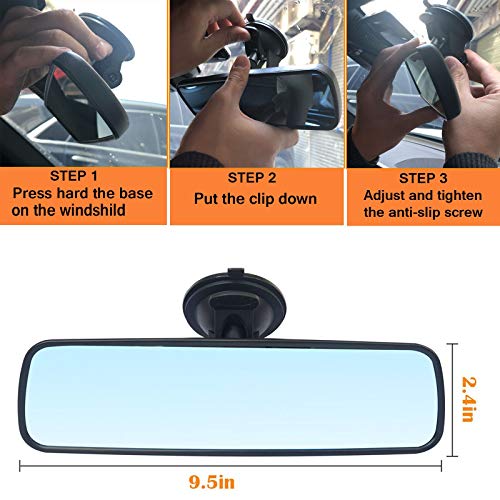 image for Wontolf Anti-glare Rear View Mirror Suction Cup Rear View Mirror Unive