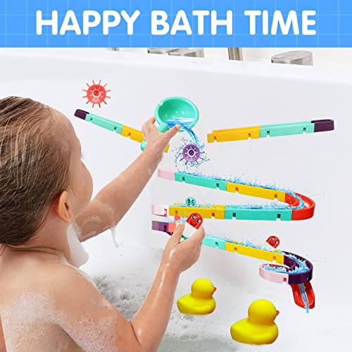 Bath Toys, Kids Bath DIY Track Balls Game Shower Watermill Slide Bathtub Water Toy for Toddlers, Educational Gift for 3-6 Year Olds Boys Girls, 44PCS - Image 3