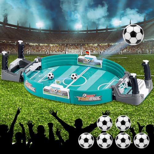 Zocipro Campo de Futbol 1 vs 1, Juego de Futbolín Interactivo con 6 Balones de Fútbol, ​​Mini Juego de Mesa Futbolin, Mesa de Fiesta Interior para 2 Jugadores, Regalo de Juguete para Niños y Adultos