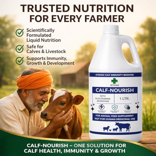 Image of Calf Nourish Nutritional Tonic for Young Calves and Small Ruminants, Dietary Supplement for Animal Support and Balanced Liquid Nutritional Intake | 1000 ml