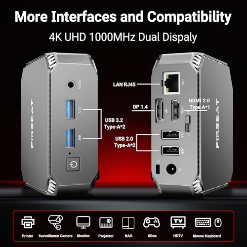 Image of Mini PC Computer N150 Intel (3.6GHz)【T2】 DP1.4, 1GHz 24EUS 4K UHD, 16GB SO-DIMM DDR4 RAM 512GB M.2 SSD, Small Mini Desktop Computer for Office, Business, Home, School, Education