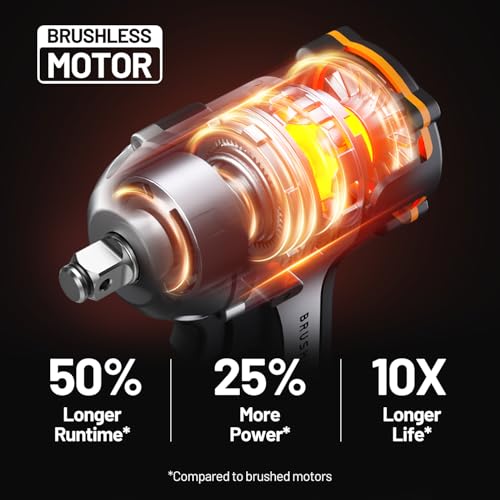 Image of LiTHELi 20V Brushless Impact Wrench 1 /2 inch, Max 332Ft-lbs High Torque Impact Gun, 2500RPM Power Impact Tool for Car & Home, Compatible 20V U-Battery (Tool Only, Battery Not Included)