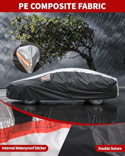 Image of Car Cover Waterproof All Weather,6 Layers Car Covers for Automobiles, Full Exterior Cover with Zipper, Outdoor Car Cover Sun UV Rain Snow Wind Protection, Fit for 185 inch(185 * 70 * 59 inch) Sedan