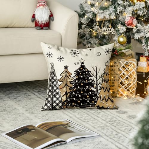 Avoincolorlifewatercolorbrownandblackchristmastreessnowflakethrowpillowcover18x18inchseasonalwinterholidaycushioncasedecorationforsofacouch  Urban Country Home Decor Avoin colorlife watercolor brown and black christmas trees snowflake throw pillow cover 18 x 18 inch seasonal winter holiday cushion case decoration for sofa couch  urban country home decor