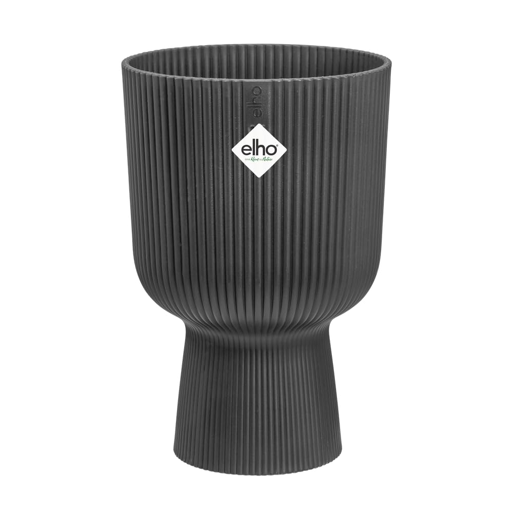 Elho Anthracite Vibes Fold Coupe 30 - Indoor Plant Pot - 100% Recycled Plastic - Ø 29.5 X H 44.7 Cm - Black