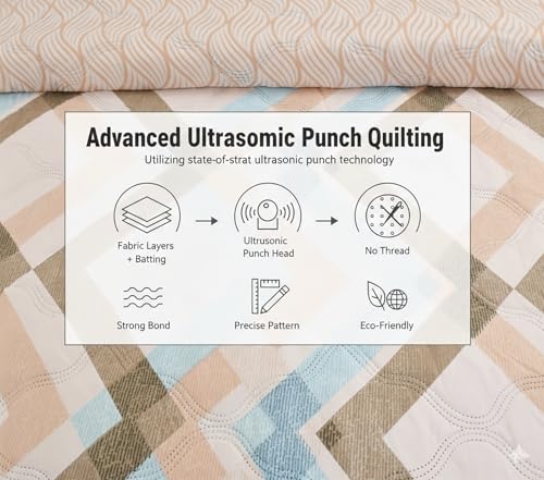 Image of IVAZA Luxury Ultrasonic Punch AC Comforter Blanket - Quilted Microfiber Floral Pattern, Lightweight Breathable All‑Season Blanket for Bedroom, Travel (Singled Bed,228x152 CM) Firozi Coffee