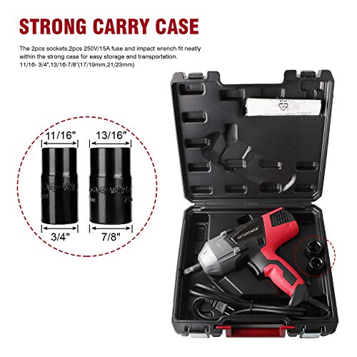 GETUPOWER 120 Volt Electric Impact Wrench 1/2 inch, 350 Ft.lbs Max Torque, Portable Corded Impact Wrench with Sockets and Carry Case
