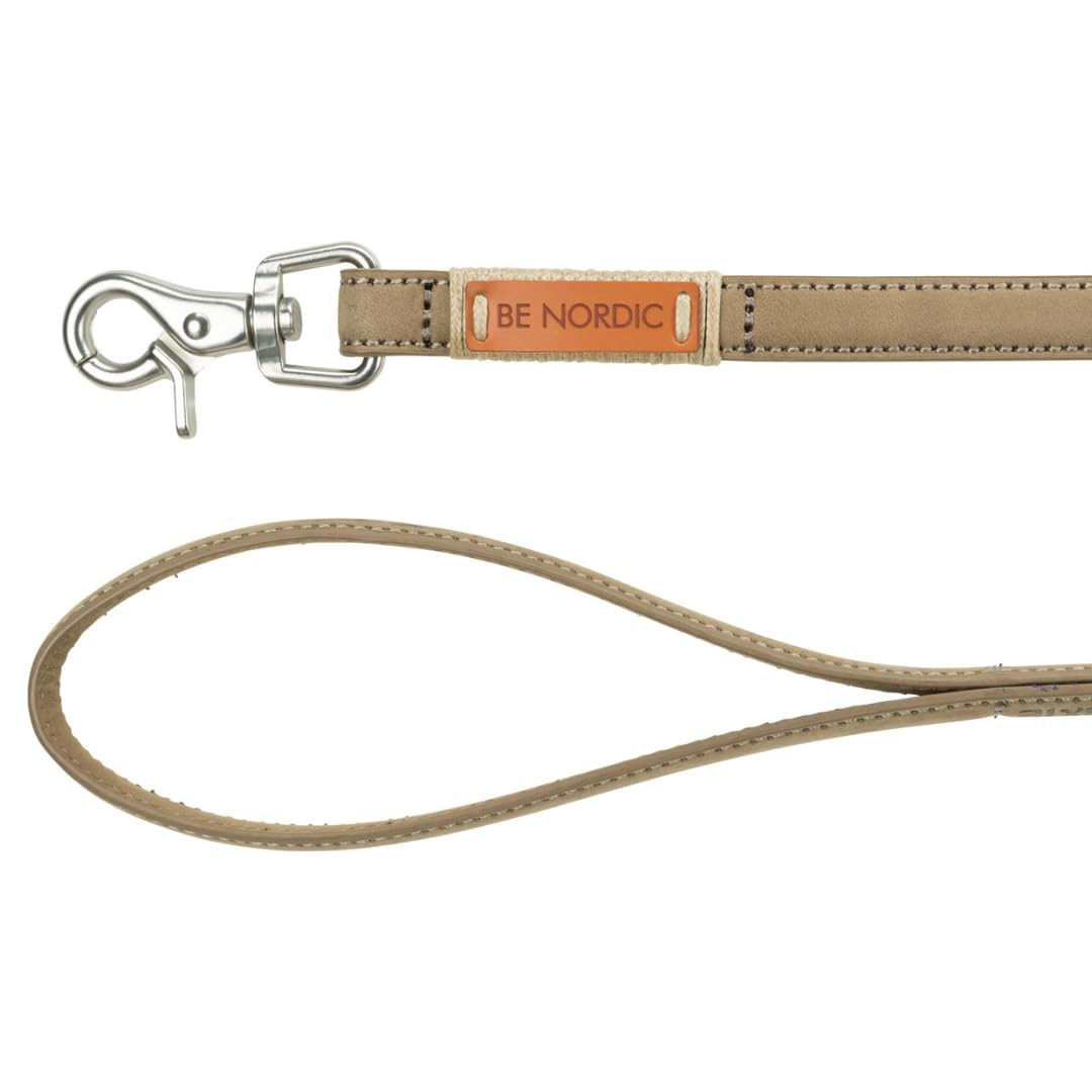 TRIXIE Hundeleine aus Leder BE NORDIC Leine Leder M-L, 1,00 m 20 mm in sand - Lederleine für Hunde mit nordischem Charme - für mittelgroße bis große Hunde - 17411