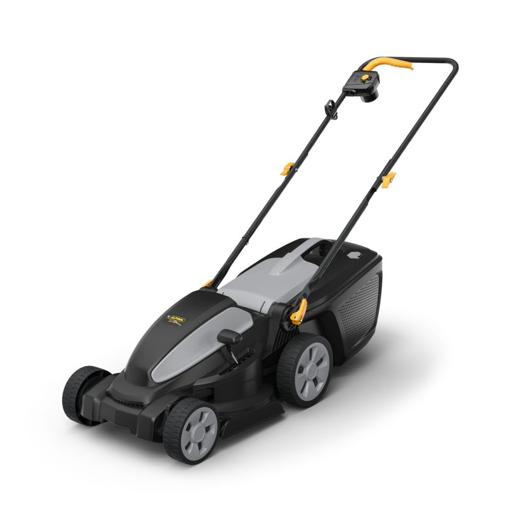 Alpina - Cortacésped eléctrico AL1 34 E - Motor 1200 W, Ancho de Corte 34 cm, 6 Alturas de Corte, Bandeja para Hierba 35 L