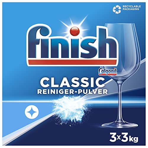 Finish Classic Reiniger-Pulver, phosphatfrei – Geschirrreiniger Pulver für ein glänzendes Spülergebnis – Großpackung mit 3 x 3 kg...