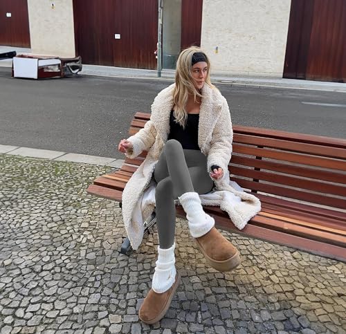 Image of DHSO Fleece Lined Leggings Women with Pockets - Thermal High Waisted Winter Warm Leggings Snow Weather Pants