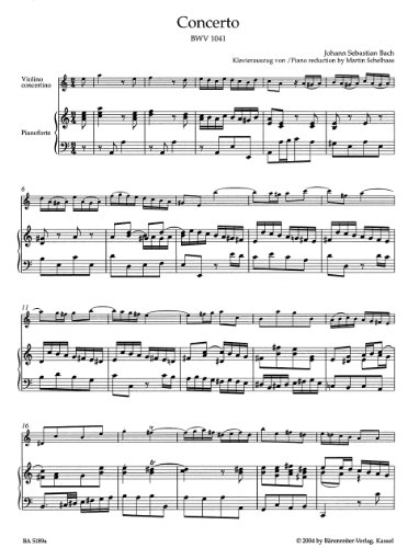 Concerto for Violin in A minor (BWV 1041) (Violin & Piano) - Image 2