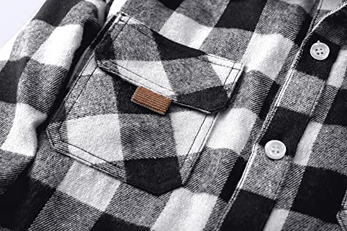 SANGTREE Boys and Mens Flannel Shirts Long Sleeve Button Down Plaid Shirts,Corduroy Lined Cuffs & Collar4